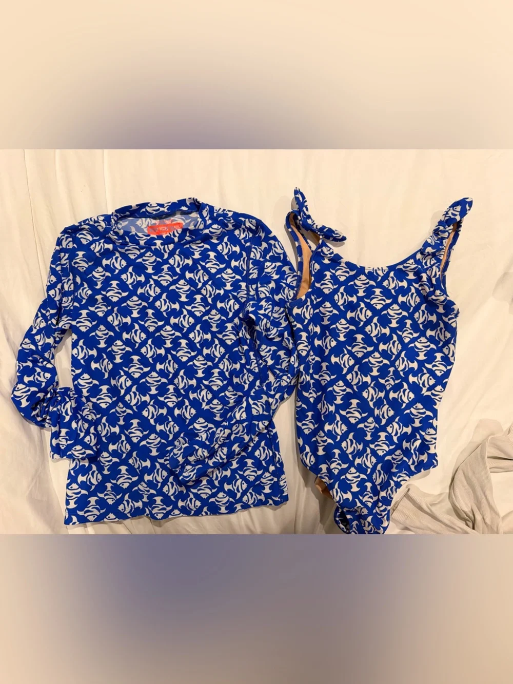 Crew Cuts Kids 3 Piece - Blue Floral Print Swim Set with Rash Guard